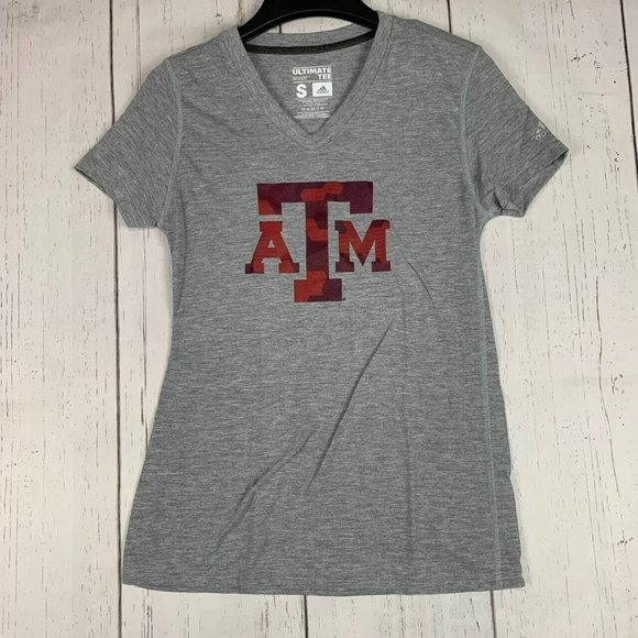 Texas A&M Aggies NCAA Small Adidas Casual T-Shirt‎ Gray New Women - Picture 1 of 7